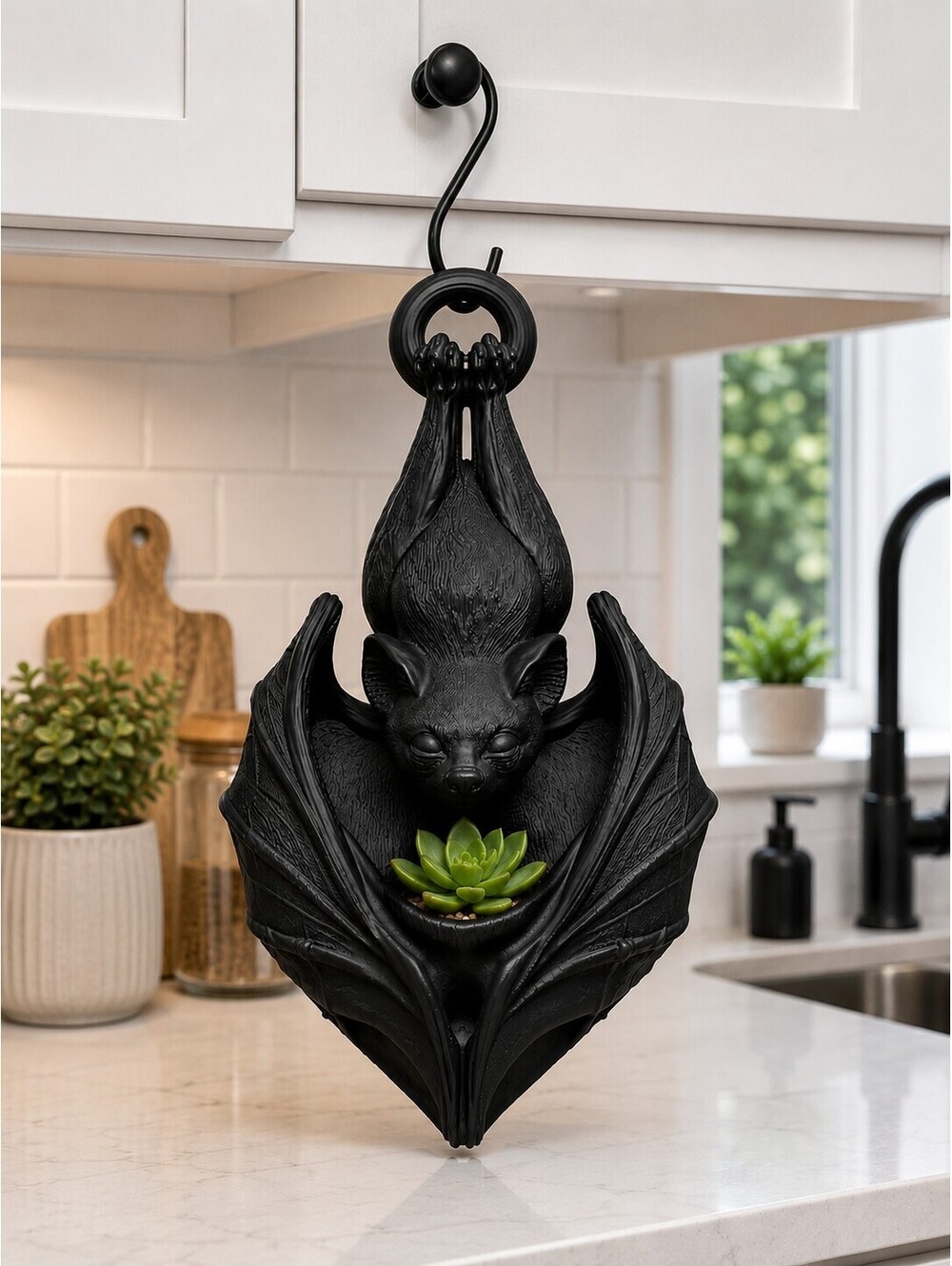 Large Hanging Bat Planter - Elegant Home Art - Halloween Decor - Mom Gift
